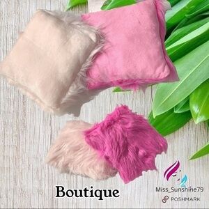 Boutique - 2 faux fur reverse plush pillows mini sassy pop art decoration